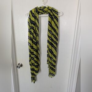 LOFT Blue, Green & White Striped Scarf Size OS